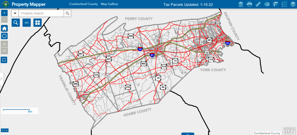 screen shot of a web map application